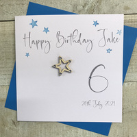 PERSONALISED BLUE & WOODEN STAR CARD (ANY AGE) (P22-1)