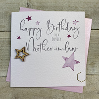 MOTHER IN LAW - BIRTHDAY PINK STARS (S167)