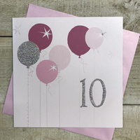 10th Birthday Card, Balloons, Sparkly Number  (BAL10)