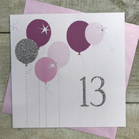13th Birthday Card, Balloons, Sparkly Number  (BAL13)