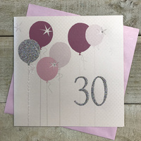 30th Birthday Card, Balloons, Sparkly Number  (BAL30)