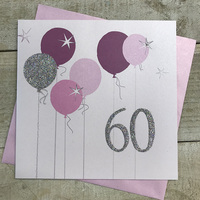 60th Birthday Card, Balloons, Sparkly Number  (BAL60)