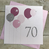 70th Birthday Card, Balloons, Sparkly Number  (BAL70)