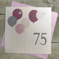 75th Birthday Card, Balloons, Sparkly Number  (BAL75)