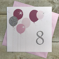 8th Birthday Card, Balloons, Sparkly Number (BAL8)