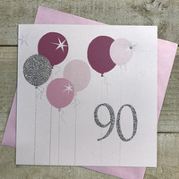 90th Birthday Card, Balloons, Sparkly Number (BAL90)
