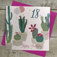 18th Birthday Card, Cactus, Sparkly (BCAC18)