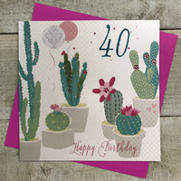 40th Birthday Card, Cactus, Sparkly (BCAC40)