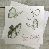 30th Birthday Card, Green Butterflies  (GBA30)