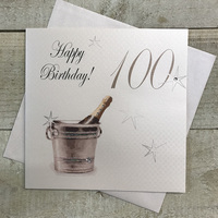 100th Birthday Card, Champagne Bucket, Sparkly  (PDB100)