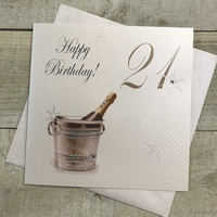 21st Birthday Card, Champagne Bucket, Sparkly  (PDB21) (XPDB21)