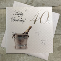 40th Birthday Card, Champagne Bucket, Sparkly  (PDB40) (XPDB40)