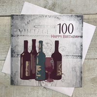 100th Birthday Card, Wine Bottles, Vintage  (SBW100)