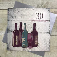 30th Birthday Card, Wine Bottles, Vintage  (SBW30)