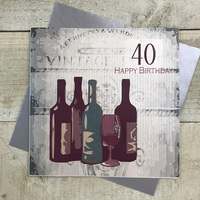 40th Birthday Card, Wine Bottles, Vintage  (SBW40) (XSBW40)