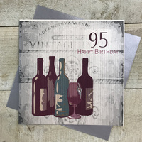 95th Birthday Card, Wine Bottles, Vintage (SBW95)