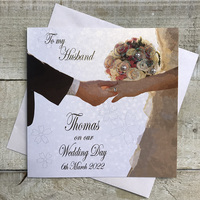 PERSONALISED HUSBAND WEDDING HANDS CARD (P19-52-H & XP19-52-H)