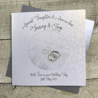 PERSONALISED RING PILLOW CARD - DAUGHTER & SON IN LAW (P20-72-DS)