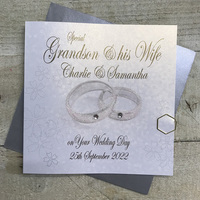 PERSONALISED GLITERY RINGS - GRANDSON & WIFE (PPS155)