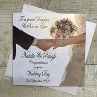 PERSONALISED DAUGHTER & SON IN LAW WEDDING HANDS CARD (P19-52-DS & XP19-52-DS)