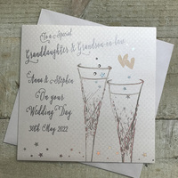 PERSONALISED CRYSTAL FLUTES - GRANDDAUGHTER & FIANCE (P19-37-GD)