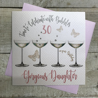 DAUGHTER AGE 30 - 4 COUPE GLASSES & BUTTERFLIES (SS204-D30)