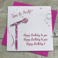 PINK SPARKLY MICROPHONE  BIRTHDAY CARD (R106)
