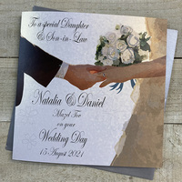 WEDDING - WHITE BOUQUET & HANDS (any relation / names / date) (XP19-52-WHITE)