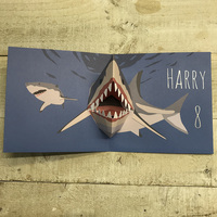 POP UP SHARK CARD - PERSONALISED name & age (PERS-POPSHARK)