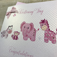 Pink Toys Christening Card (BD72)