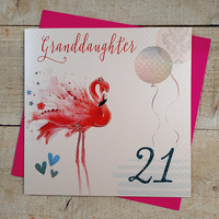 21st Granddaughter, Foiled Flamingo (BFL21-gd)