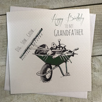 Grandfather, Wheelbarrow & Tools   (E101)