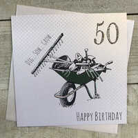 50th Birthday Card, Wheelbarrow & Tools (EW50) (XEW50)