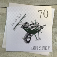70th Birthday Card, Wheelbarrow & Tools (EW70) (XEW70)