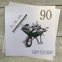 90th Birthday Card, Wheelbarrow & Tools (EW90) (XEW90)