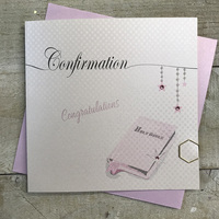 Confirmation Congratulations Card Pink Bible (LL258)