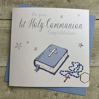 1ST HOLY COMMUNION BLUE BIBLE CARD (N89)