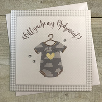 WILL YOU BE MY GODPARENT? - SILVER BABY GROW  (SS89-GP)
