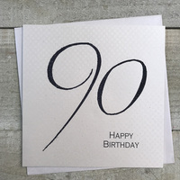 90th Birthday Card, Simply Words, Black (SWA90)