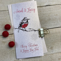 PERSONALISED CHRISTMAS MONEY WALLET - ROBIN (P-WBW7)
