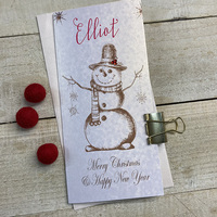PERSONALISED CHRISTMAS MONEY WALLET - SNOWMAN (P-WBW8)