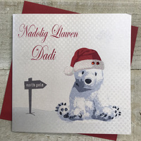 Nadolig Llawen Dadi Christmas Polarbear in hat (WX14-32)
