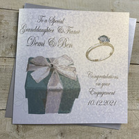 PERSONALISED ENGAGEMENT CARD -TURQUOISE BOX (any relation) (P22-35)