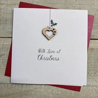 WITH LOVE AT CHRISTMAS - HANGING DECORATED HEART & HOLLY (XS30-WLC)
