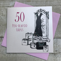 50 Pen-blwydd Hapus, Handmade  - Welsh Birthday Card  (WEA50)