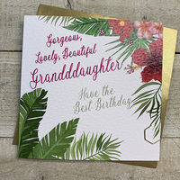 GRANDDAUGHTER - TROPICAL LEAVES BIRTHDAY CARD (R226)