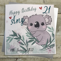 PERSONALISED KOALA (any age) BIRTHDAY CARD (P22-43)