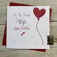 WIFE RED HEART BALLOON BIRTHDAY CARD (DS7)