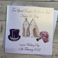 PERSONALISED DAUGHTER & SON IN LAW WEDDING - HAT, SHOES & BOUQUET (PPS10-DS)