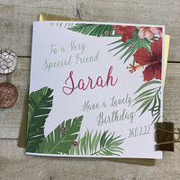 PERSONALISED -  TROPICAL LEAVES & FLOWERS - ANY AGE / RELATION (P22-52)